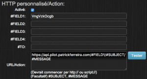 Exemple de paramètres correctement entrés.