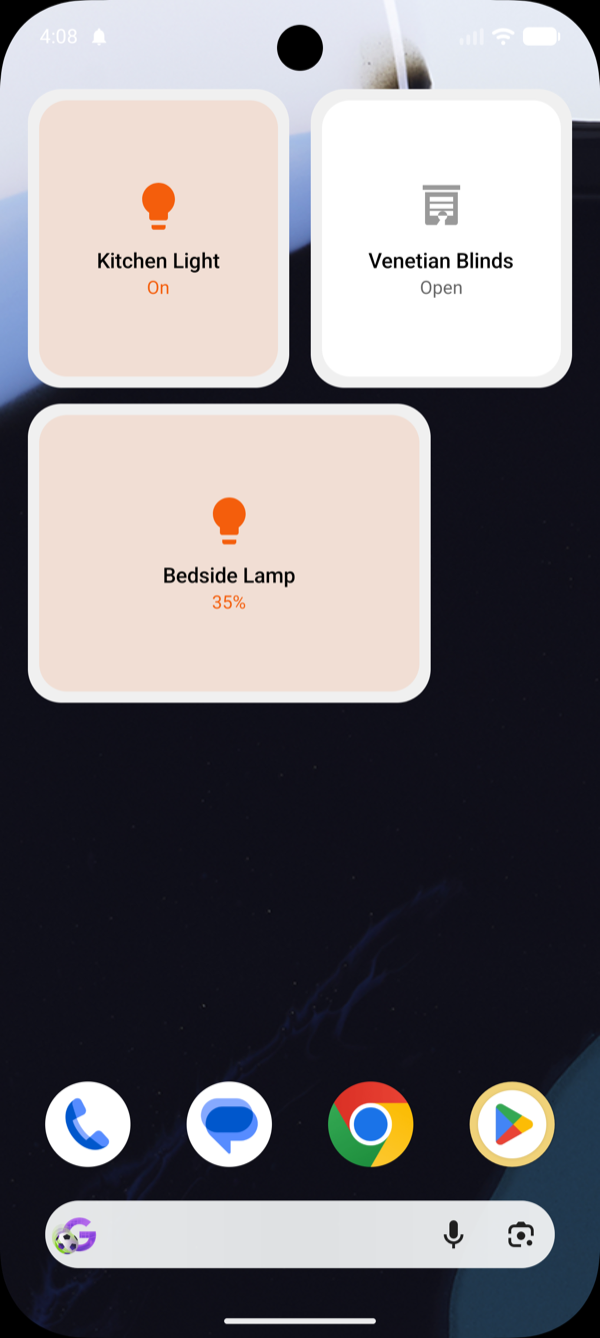 Widgets Pilot sur l’écran d’accueil Android