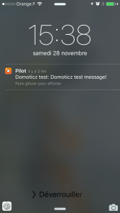 Réception d'un test de réception d'une notification.