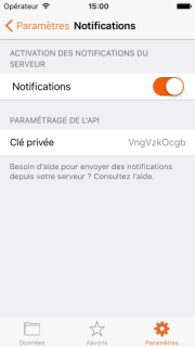 Écran des notifications correctement paramétré